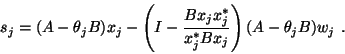 \begin{displaymath}s_j = (A - \theta_j B) x_j
- \left( I - \frac{B x_j x_j^{\ast} }{x_j^{\ast} B x_j}\right)
(A - \theta_j B) w_j \ .\end{displaymath}